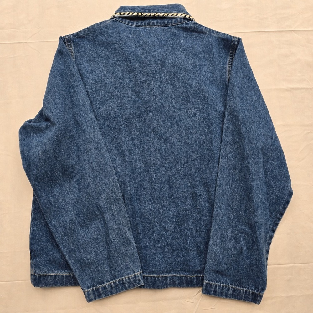 Vintage 90s Tantrums Christmas Denim Jacket Womens S Patchwork Santa NWT - Picture 8 of 8